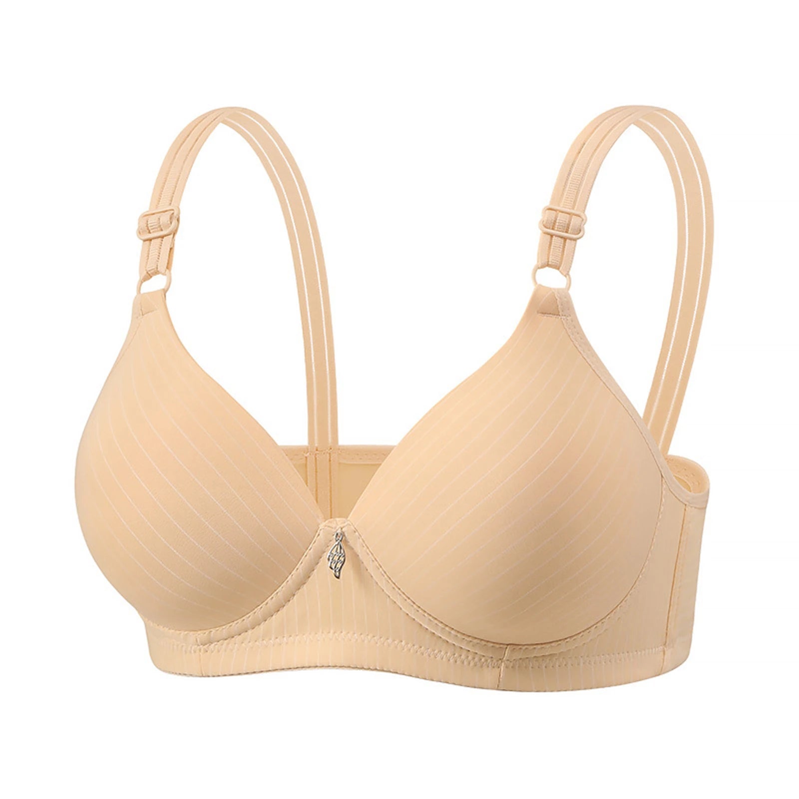 Wireless Underwear Women Bra Stylish Adjustable Straps Striped Bra Decorative Pendant Smooth Molded Cup Vest Style Lingerie