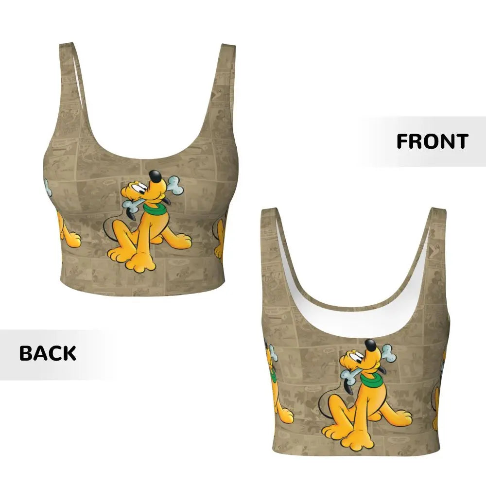 Custom Pluto Anime Manga High Impact Sports Bras for Women Classic Seamless Workout Yoga Crop Tank Tops