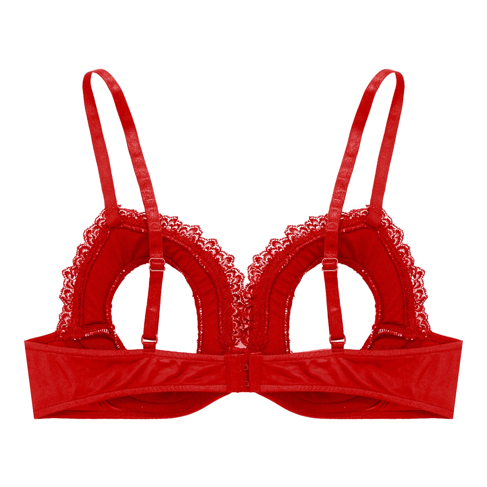 Womens Cutout Padded Underwired Porno Open Breast Brassiere Lingerie Hollowed Out Unlined Bra with Exposed Navel Top Underwear