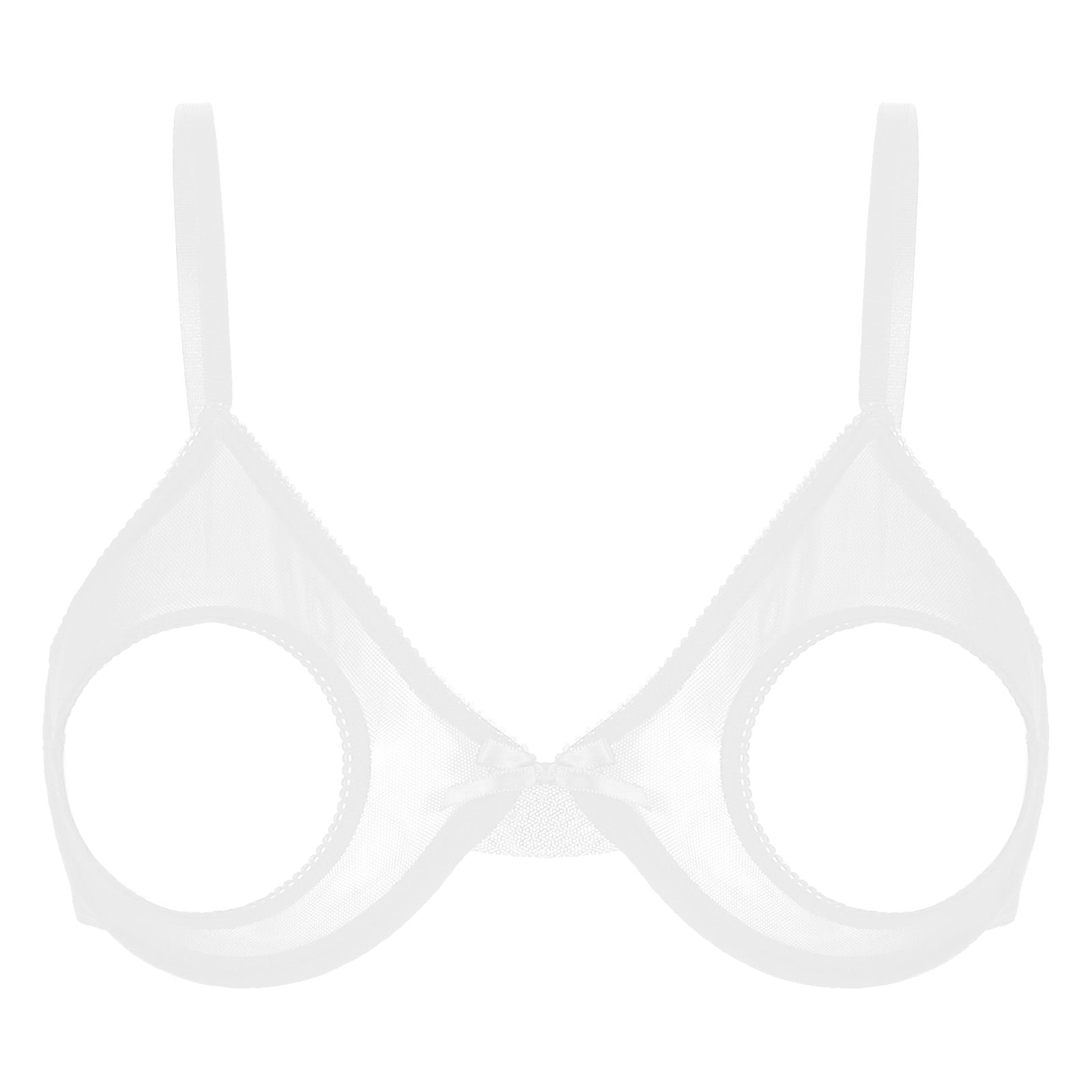 Women's Sheer Mesh Hollow Out Open Nipples Underwired Bra Tops Unlined Bralette Sexy Brassiere Balconette Underwear