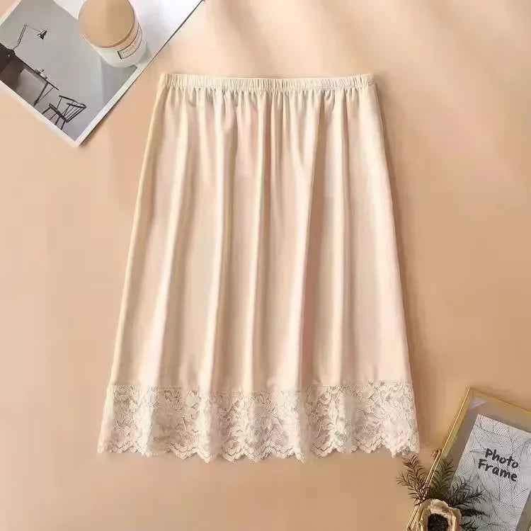 Womens Girls Modal Half Slips Underskirt Basic Soft Lace Trim Petticoat Underdress Intimates Safety Skirt Underwear