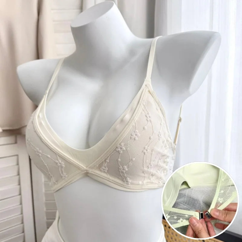 Lace Lingerie for Women's Summer, Thin, Large-bust, Slimming, Lace-curving, Triangular Cup, Beautiful Back, Seamless Bra