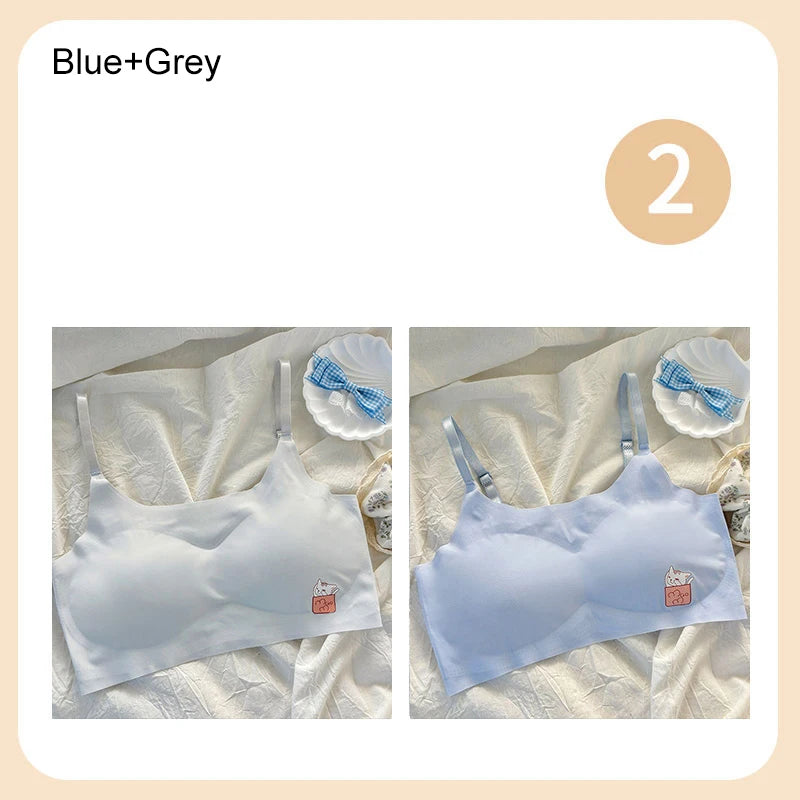 2pcs Bras Women Soft Skin Friendly Ice Silk Sports Yoga Bra Without Steel Ring Comfortable Breathable Support Girls Bra Vest