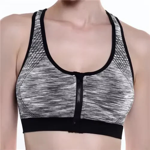Women Sports Bra Front Zipper Sports Bra Breathable Shock-proof Underwear High Impact Yoga Bra Running Fitness Workout Tank Tops