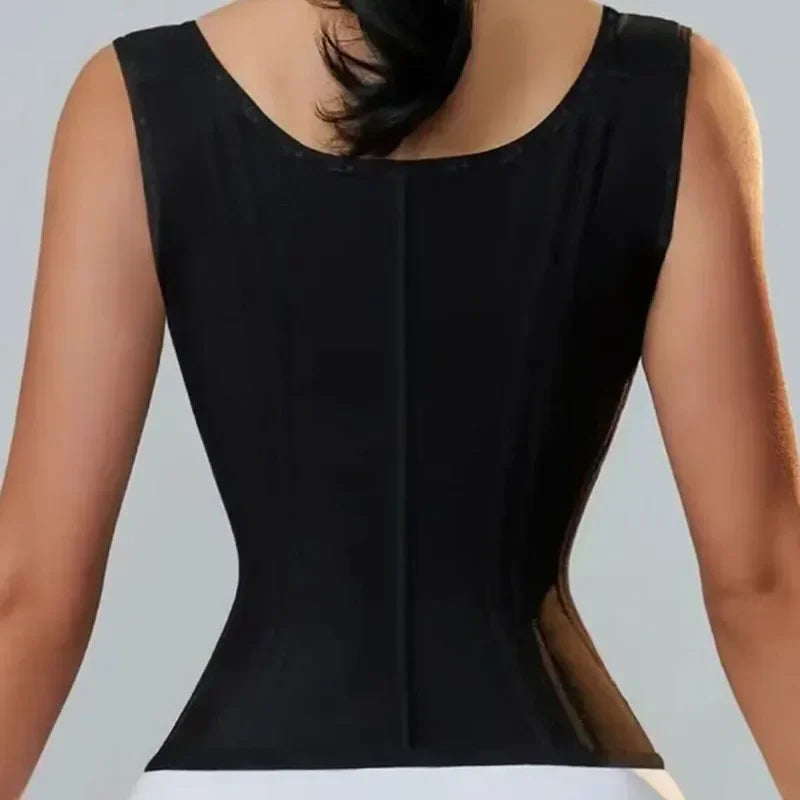 Shapewear Body Shaper Women Double Compression Waist Trainer Corset with Bone Adjustable Zipper and Hook-eyes Flat Belly