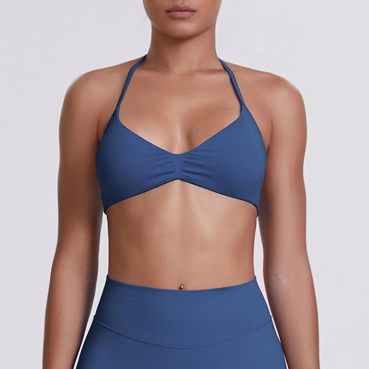 Sport Bra Strappy Bra Top Women High Support Thin Strap Halter Sport Seamless Bras Scrunch Workout Yoga Tank