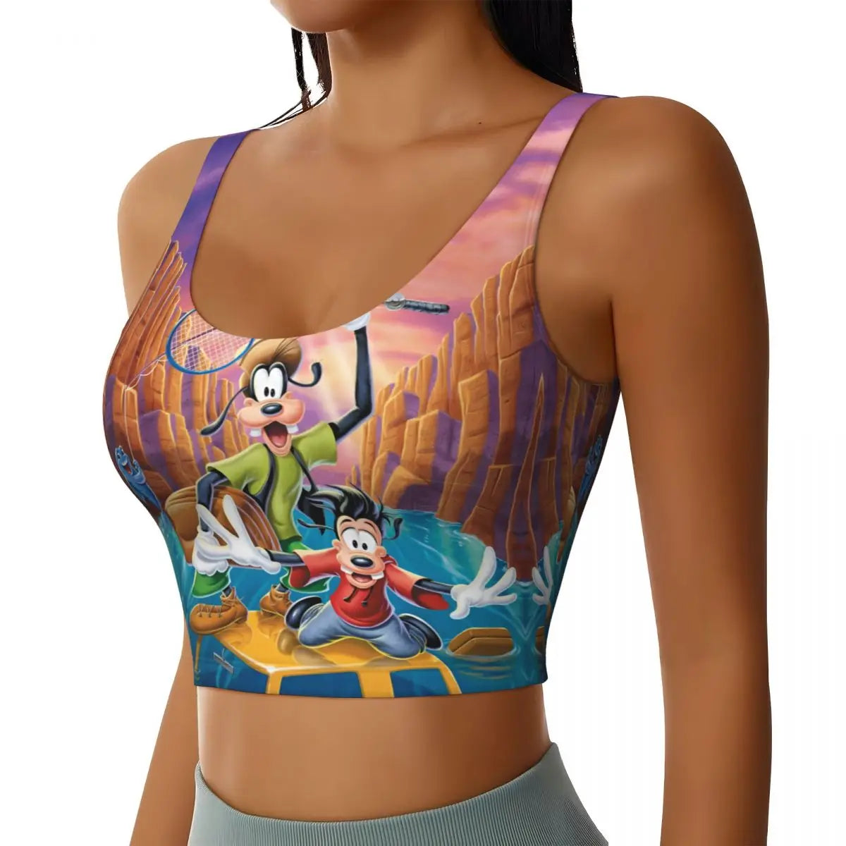 Custom Goofy Cartoons High Impact Sports Bras for Women Mangas Seamless Workout Running Crop Tank Tops