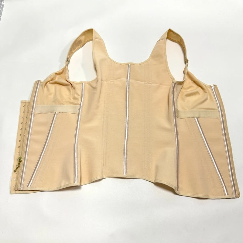 Shapewear Women Fajas Waist Trainer Tummy Control Vest Body Shaper 17 Steel Bones 3-Row Hooks Zipper Adjustable Strap