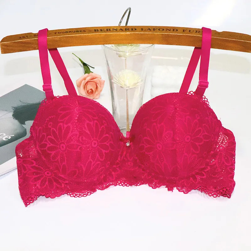 Sexy Push Up Plunge Bra Half Cup Lace Underwire Bra Gather Anti-Spill Design for Shape Support Fashion Women's Lingerie