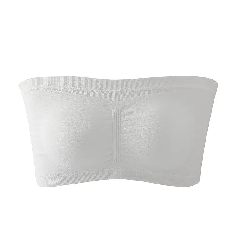 Ladies' Stretch Strapless Bra Fashion Solid Color Invisible Beauty Back Anti-slip Bra Suitable For One-Shoulder Top and Dress