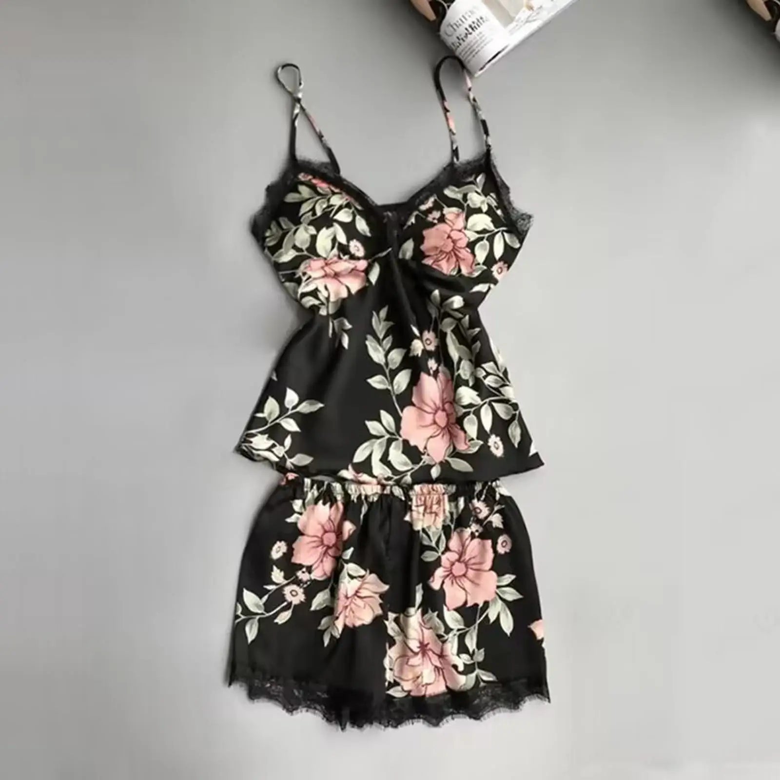 Women'S Printed Sleepwear Loose And Comfortable Lace Five Piece Set Sleeveless Camisole Nightdress Home Clothing Bathrobe