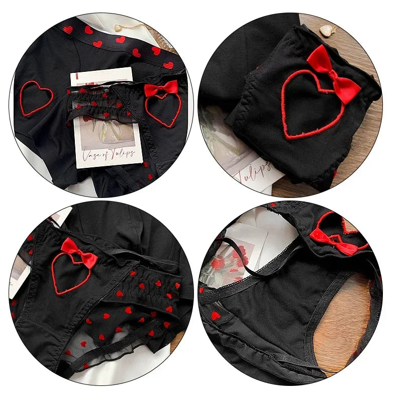 Lovers Fun Lingerie Sexy Couple Underwear Set Heart Lace Panties for Lover Modal Underpants Couple Men Shorts Women Briefs New