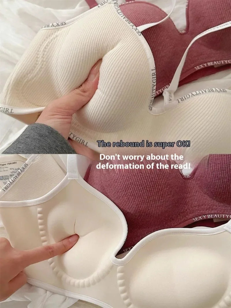 Wireless Push Up Bra for Small Chest - Seamless Anti-Sagging Invisible Bralette, Enhance Lift Comfort No Trace (Letter Design)