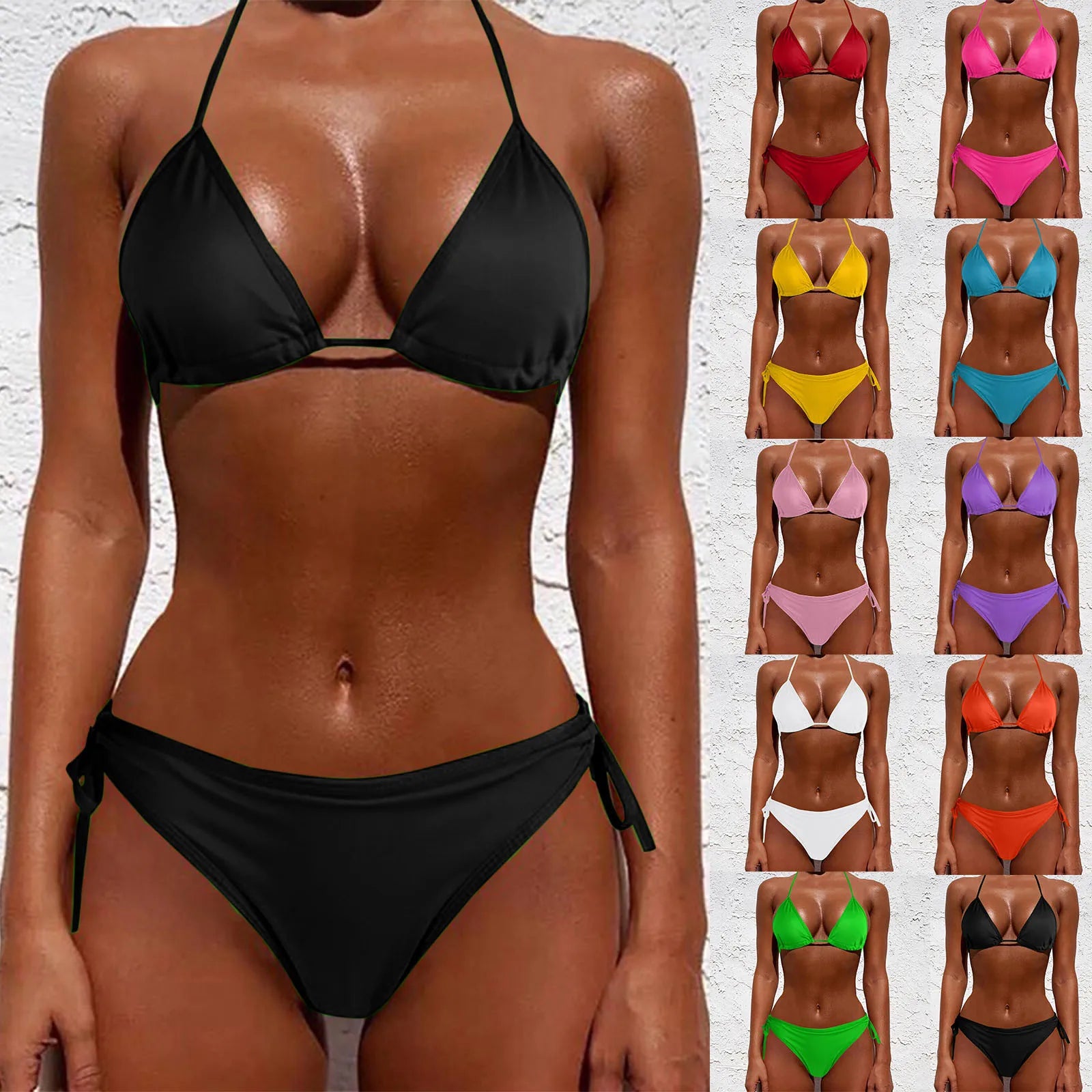 Women'S Seductive Lingerie Two-Piece Set Women'S Fashion Sexy Split Bikini Lace-Up Erotic Lingerie (no padding) swimsuit