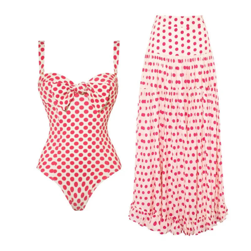 Two-Piece Swimsuit with Skirt Sexy Bikini Set with Cover-U One-Piece Swimwear Women’s Beachwear Vacation Outfit Swim Dress