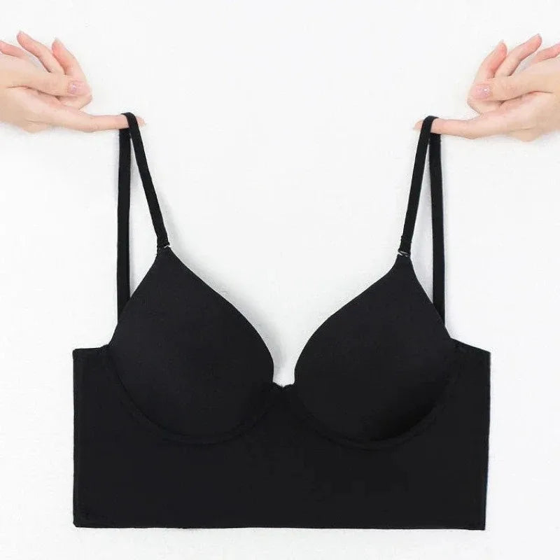 Invisible Lift Up Bra Backless Women Summer Bras Low Cut Sexy Plunge Brassiere Open Back Underwear Seamless Deep U Lingerie