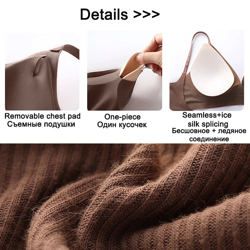 Seamless Bras For Women Sexy Lingerie Letter Strap Tops Wireless Brassieres Push Up Underwear Deep V Intimates U Back Bralette