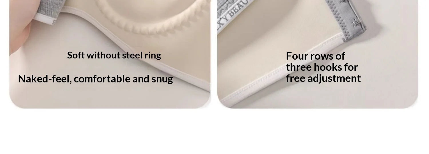 New Fashion Bra for Smaller Busts: Enhances and Gathers with Letter Design Wire-Free, Nude-Feel, Skin-Friendly One-Piece Bra