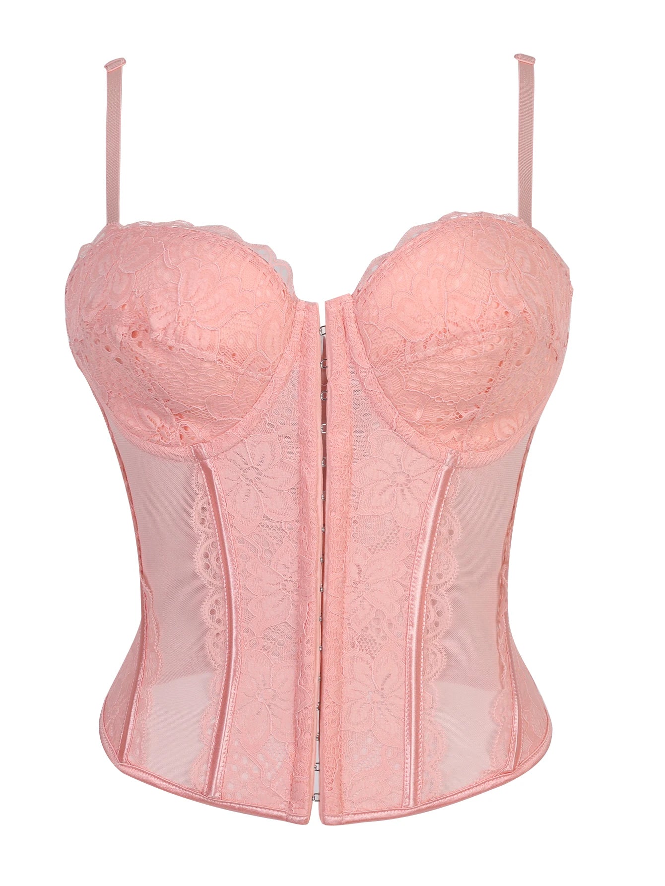 Lace-trimmed top sheer sensual padded corset corset halter top for women