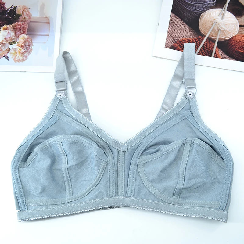 Floral Print Cotton Unlined Bra plus Size Lingerie Comfortable Wire Free Underwear Thin 36-46C Women's Sexy Innerwear