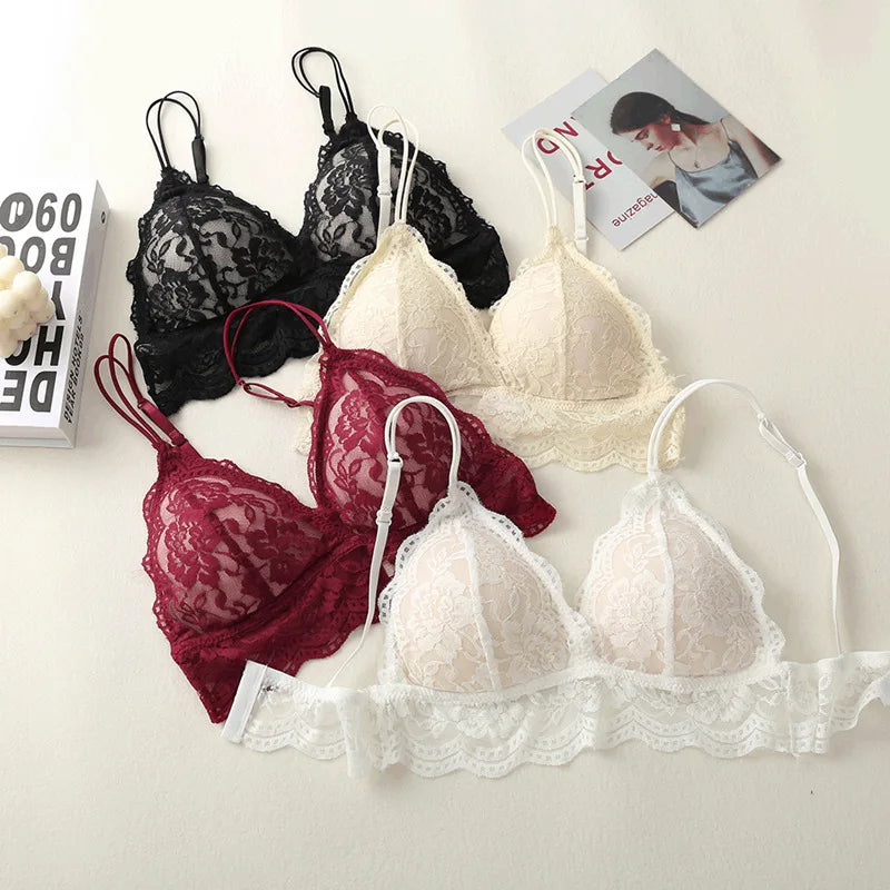 Lace Bralette Sexy Bras For Women Small Chest Push Up Bras Transparent Sexy Lingerie Backless Underwear Breathable Brassiere