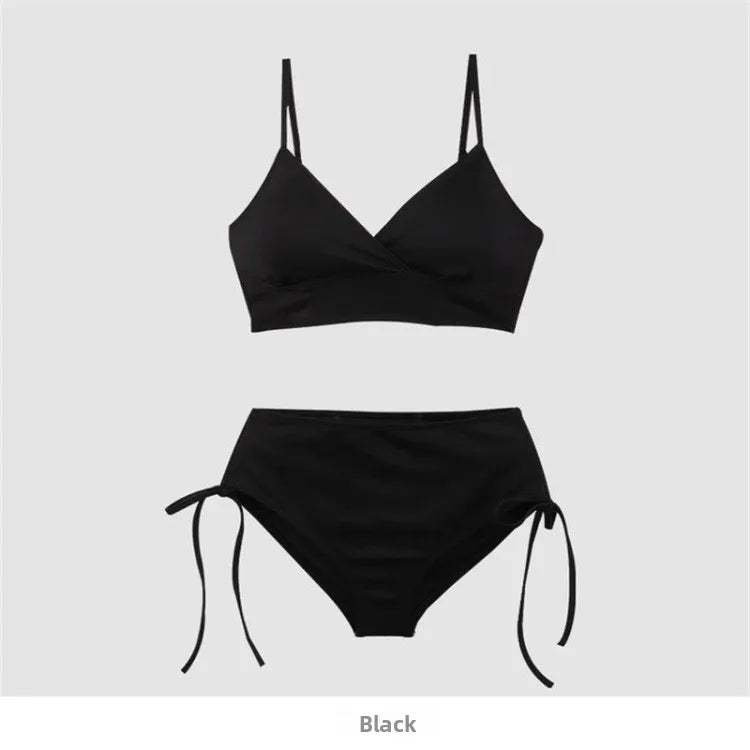 High Waist Bikini Women's Swimsuit Thermal Spring Separate Slimming Cover up Belly Fitn Swimming Wear Korean Trend