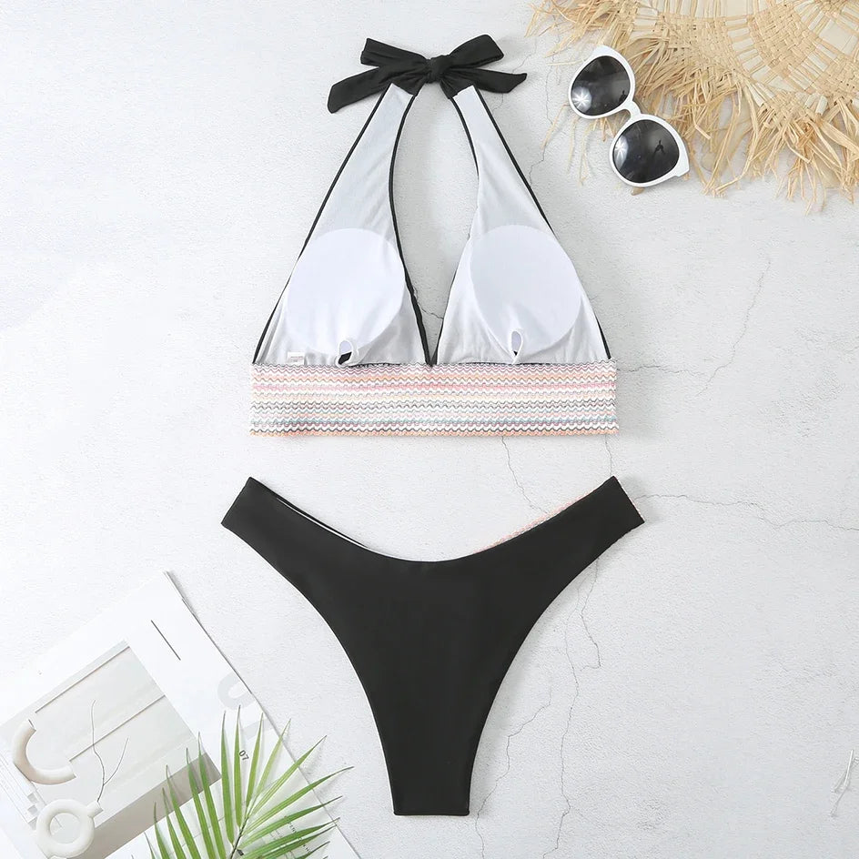 Sexy Bikini 2026 Women Swimsuit Female Swimwear Halter Thong biquini High Waist Bikinis Sets Brazilian Swimming for Bathing Suit