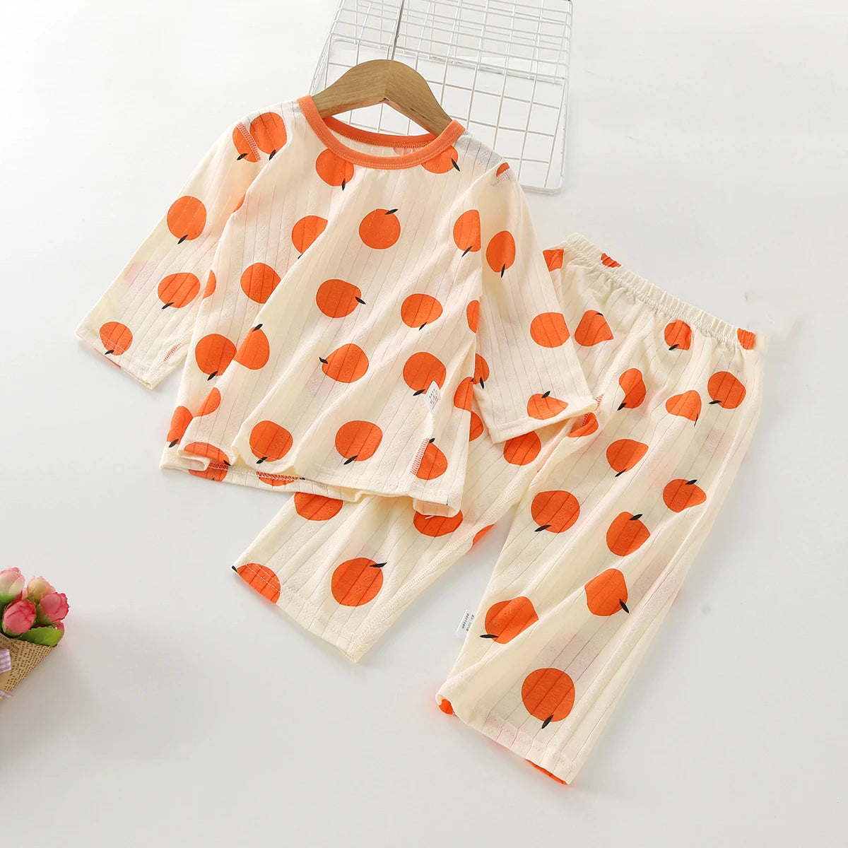 Summer Kids Pajama Set A-Class Cotton Long-Sleeve Carton Print Homewear Thin Breathable Air Conditioning Sleepwear