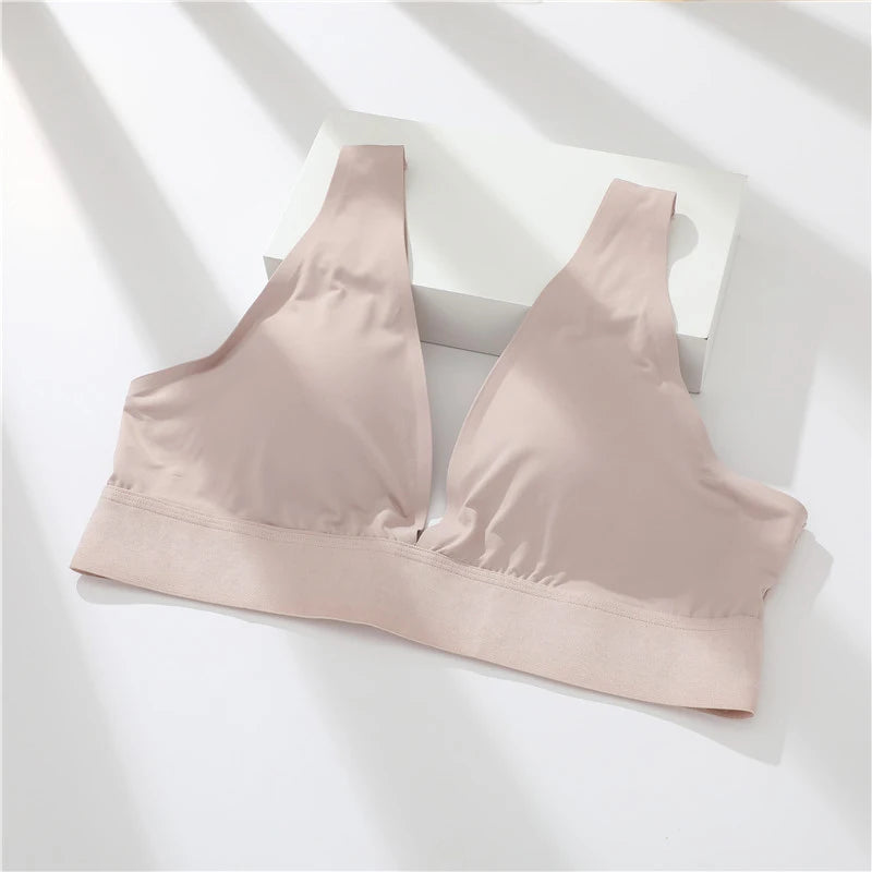 New Women's Bras Seamless Bras For Women Sexy Lingerie Deep V Backless Bralette Intimates Push Up Bra Back Closure Brassiere