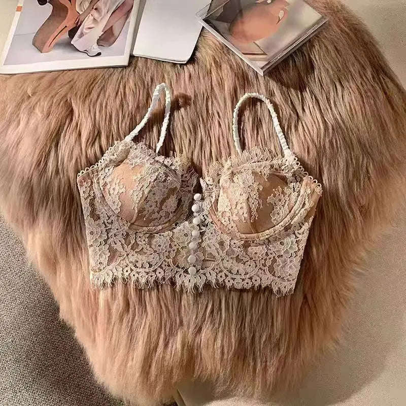 Lace Bralette Set French Triangle Bra Cotton Wireless Sleep Bra Feminine Comfort Bras Straps Sexy Comfortable Intimates