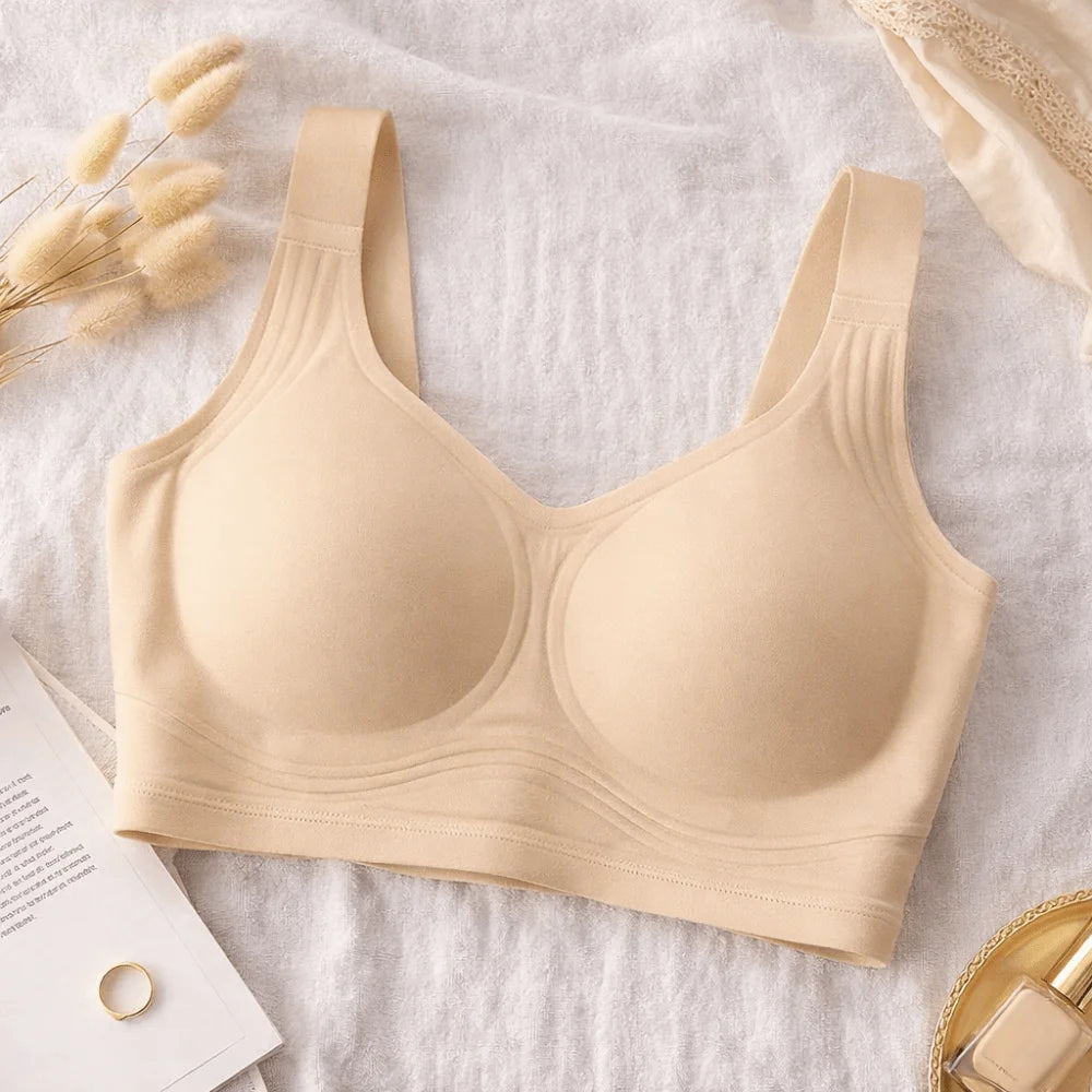 Breathable Adjustable Wireless Bra Tank Top Style Push-Up Seamless Bra Anti-Sagging Plus Size Deep V Bra Women