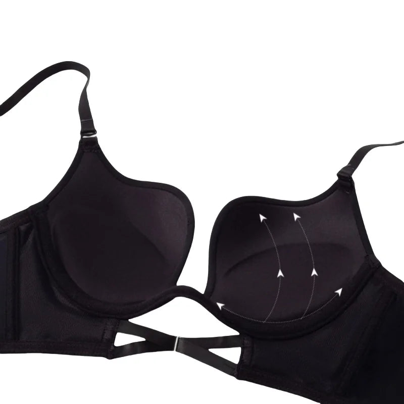 Push-Up Bras For Women Non-wire Fixed Cup Bra Deep-U Seamless Bralette U-Back Sexy Lingerie 3/4 Cup Soft Women's Underwear S-XL