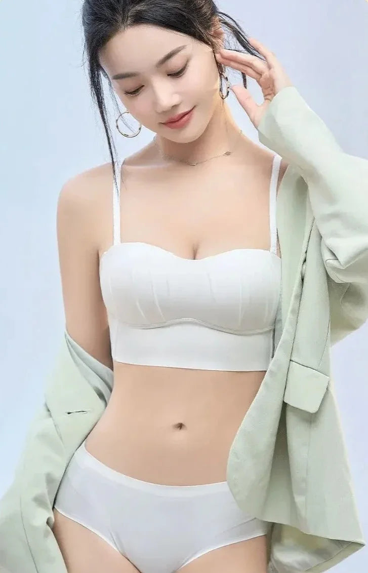 Sexy Push Up Bras French Pleated Bra New Detachable Ringless Thin Gather Bra Without Underwire Seamless Underwear for Women New