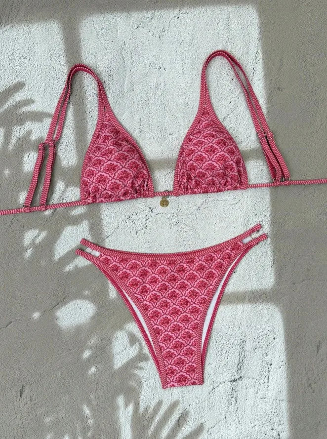 Swimwear Woman 2026 Bikini Triangle Top Blue Bikinis Thong Bottom Swimsuit Pink Adjustable Straps Two Piece Swimsuit High Cut