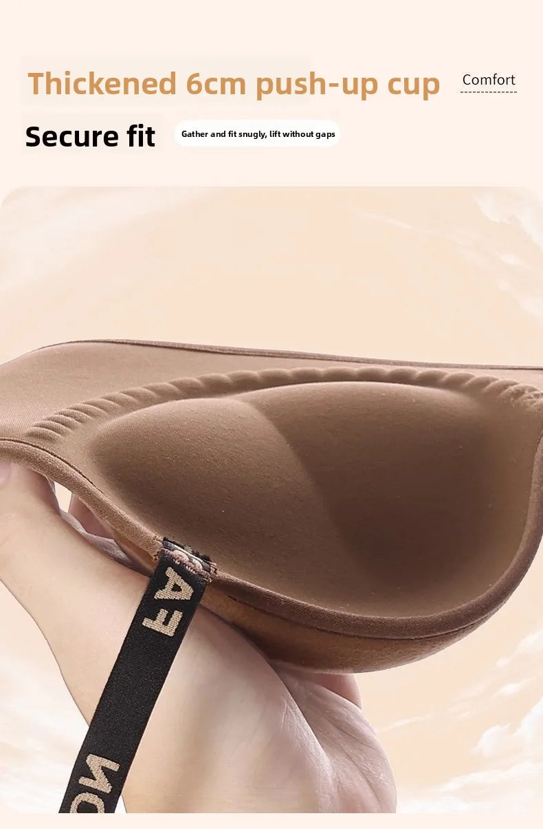Ultra Push Up Bra 6CM Padding for Women Seamless Wireless Bra Full Coverage Gathers Side Fat Lifts Thermal Fleece Lined Bra