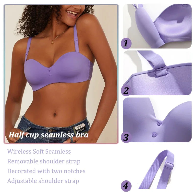 Seamless Sexy Bras Women Invisible Brassiere Adjustable Push Up Bras Female Comfortable Underwear Laides Solid Color Lingerie
