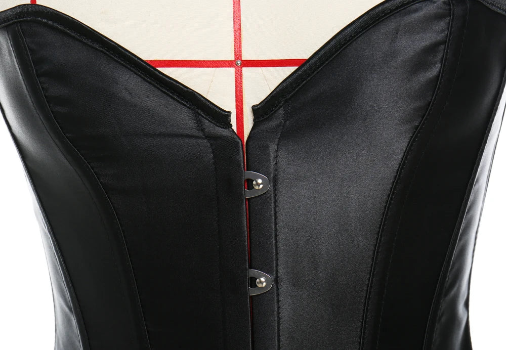 Women's Satin Corsets Top Lace Up Boned Punk Overbust Corset Bustier Lingerie Waist Cincher Body Shaper
