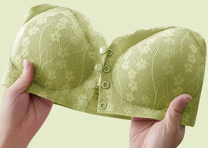 Mom's underwear, middle-aged and elderly women's bras, seamless front open button vest style, oversized summer thin new bra