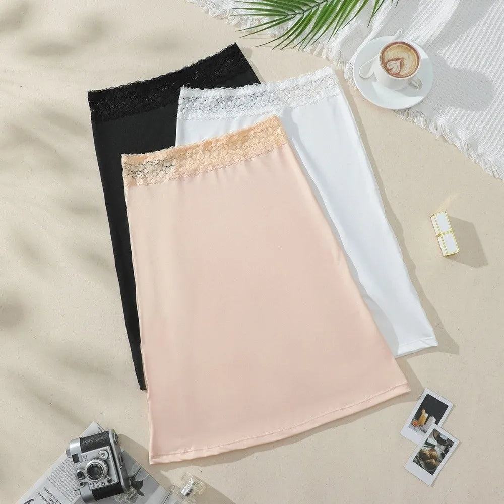 Splicing Lace Half Slips Anti-Penetration A-Line Body Shaper Seamless Construction Tummy Control Petticoat Women Underwear