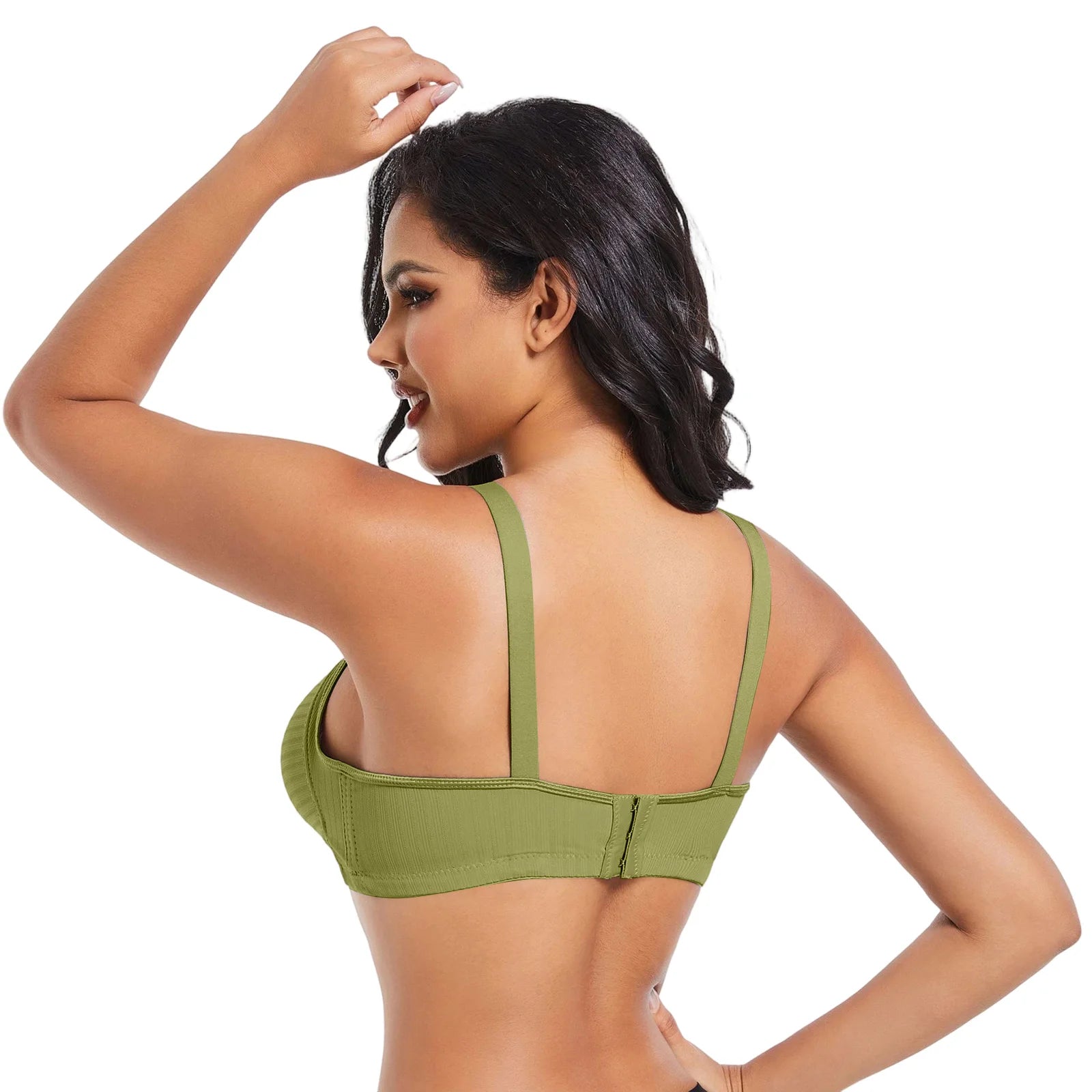 Elegant Skin Tone Textured Bra Chic Wireless Full Coverage Underwear Stylish Push Up Rhinestone Detail Lingerie Women