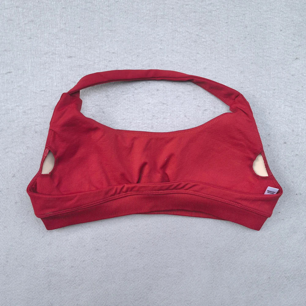 Sports Bra for Women Seamless Halter Neck Strap Bra Sexy Open Back Padded Yoga Top Bra Medium Support Gym Crop Top