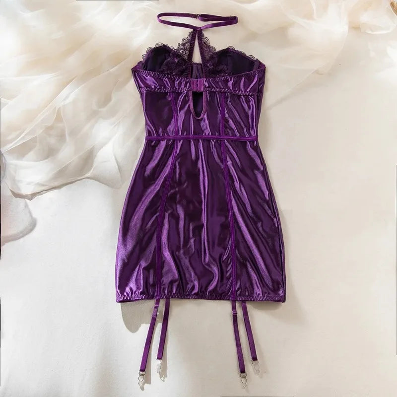 Women's Lingerie Sexy Nightwear Lace Spliced Sensual Night Dress Strapless Backless Babydolls Garter Club Sexy Erotic Costumes