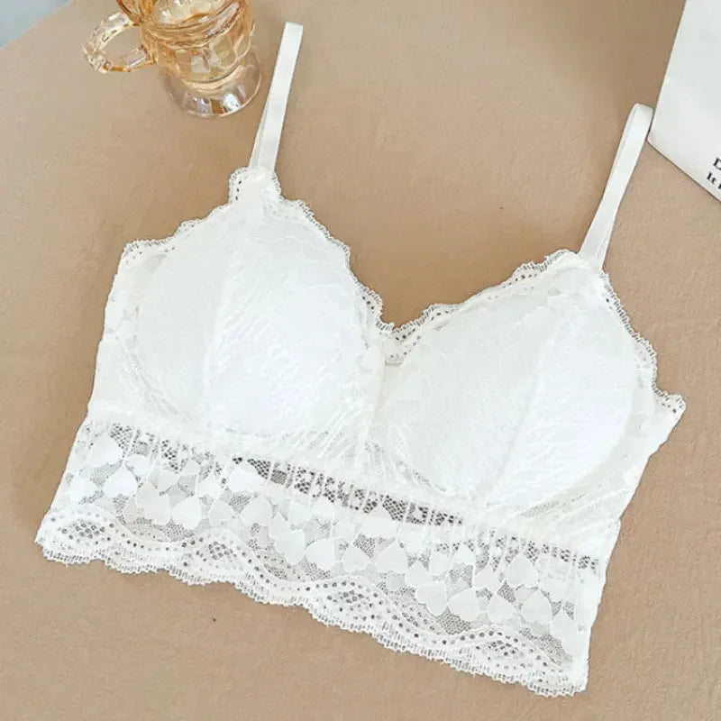 Open Back Bra Lace Bralette U Type Wirefree Boneless Brassiere Floral Women Top Backless Underwear Sexy Bras