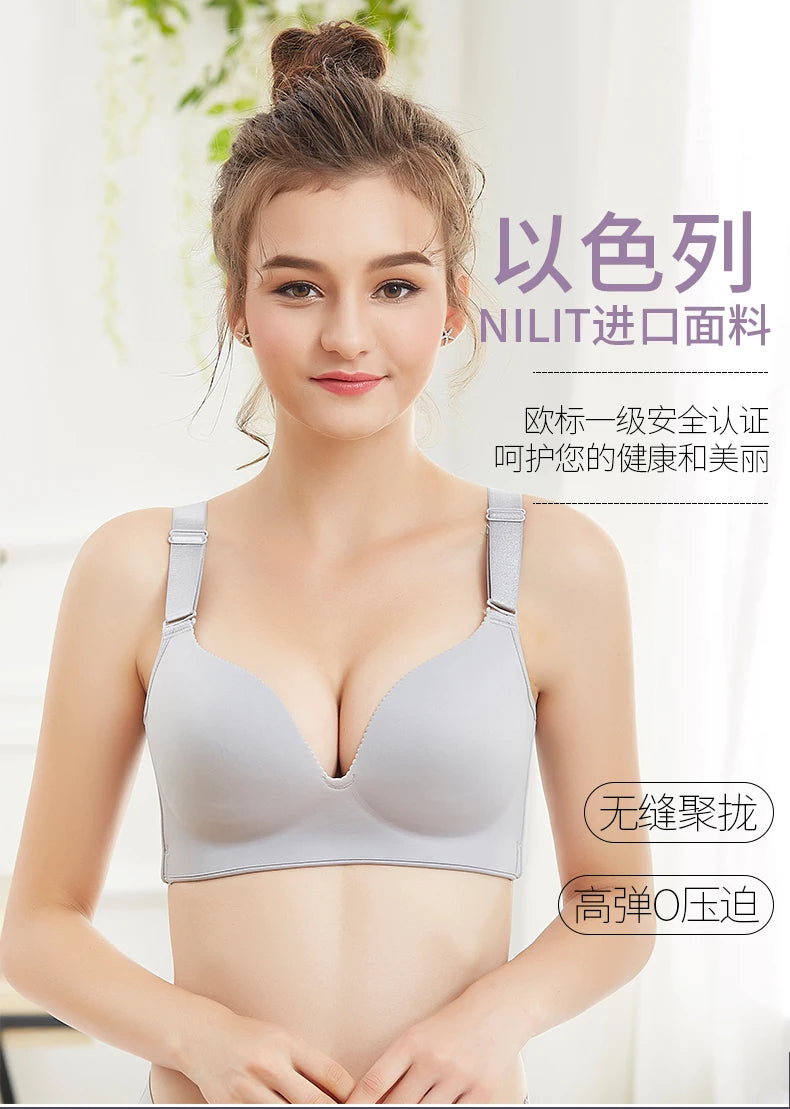 Sexy Smooth Seamless Intimate CDEF Women's Ultra-thin Full Coverage Large Chest Gather Solid Anti Sagging Bra Female Underwear