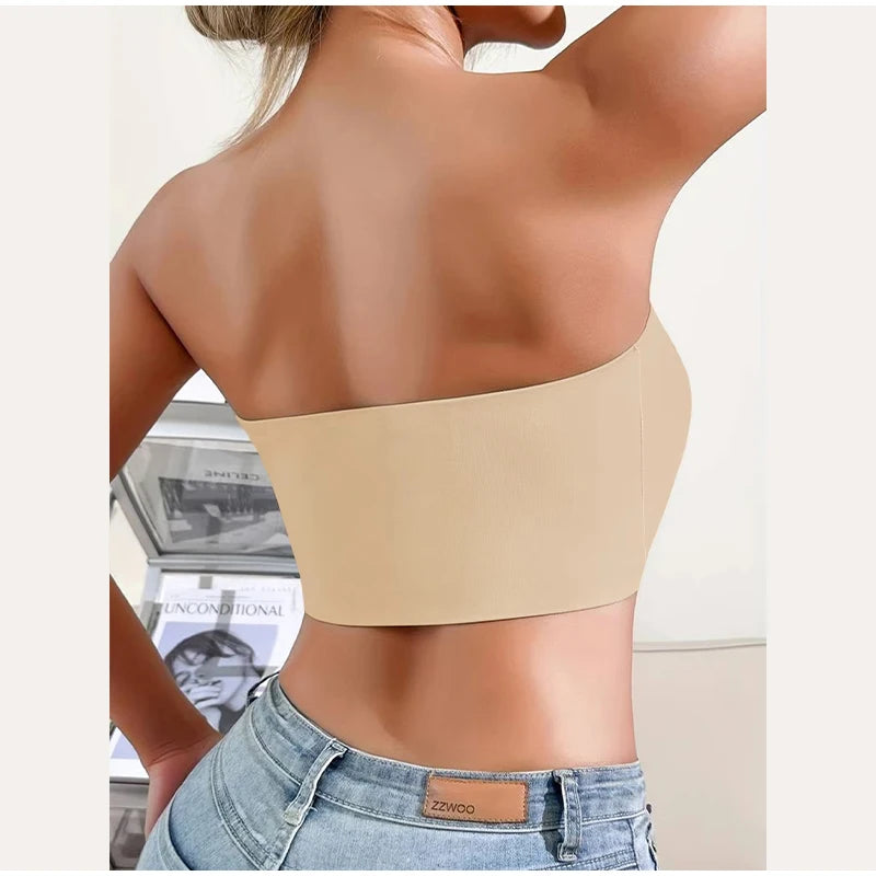 Sexy Seamless Front Button Strapless Bra Anti Glare Gathering Chest Hugging Beautiful Back Women Bra Strapless Non Slip Bra