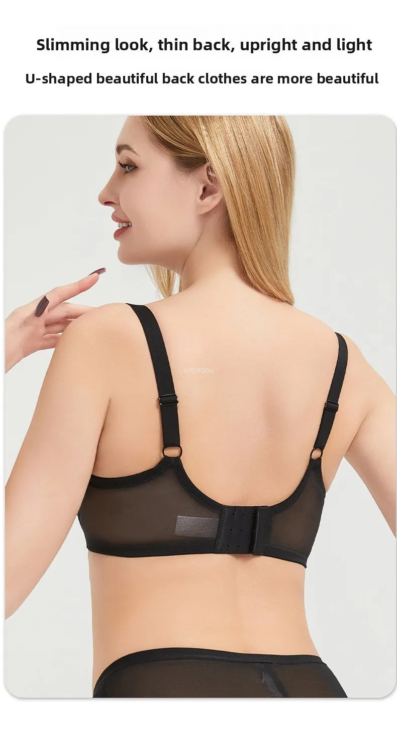 Plus Size Minimizer Bra Full Coverage Lift Support for Large Bust Wirefree Comfort Breathable Mesh Anti-Sagging E F G H I Cup