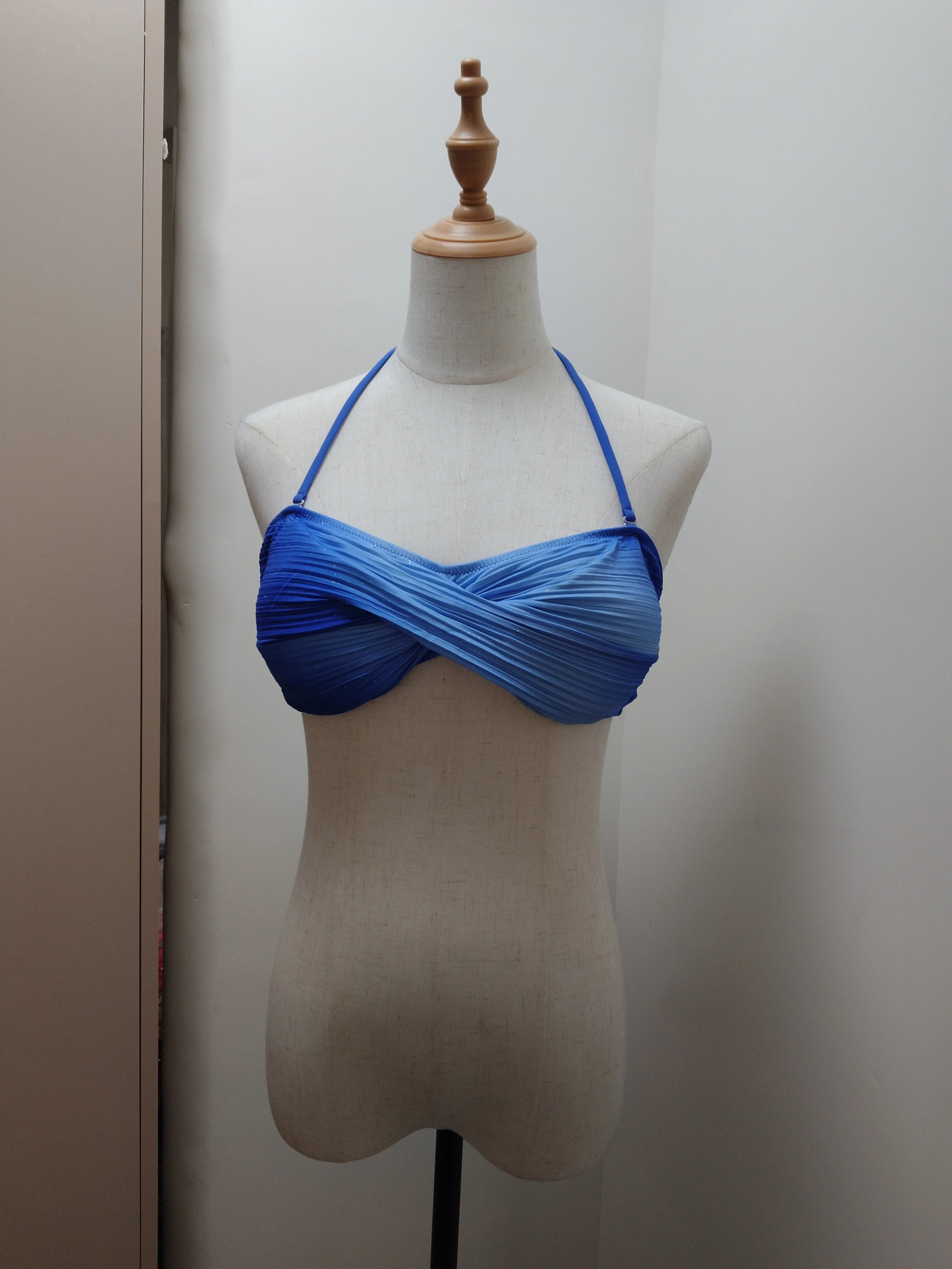 Blue Bikini Set For Women Swimwear Blue Halter Bikini Set With  Top And Bikini Bottom