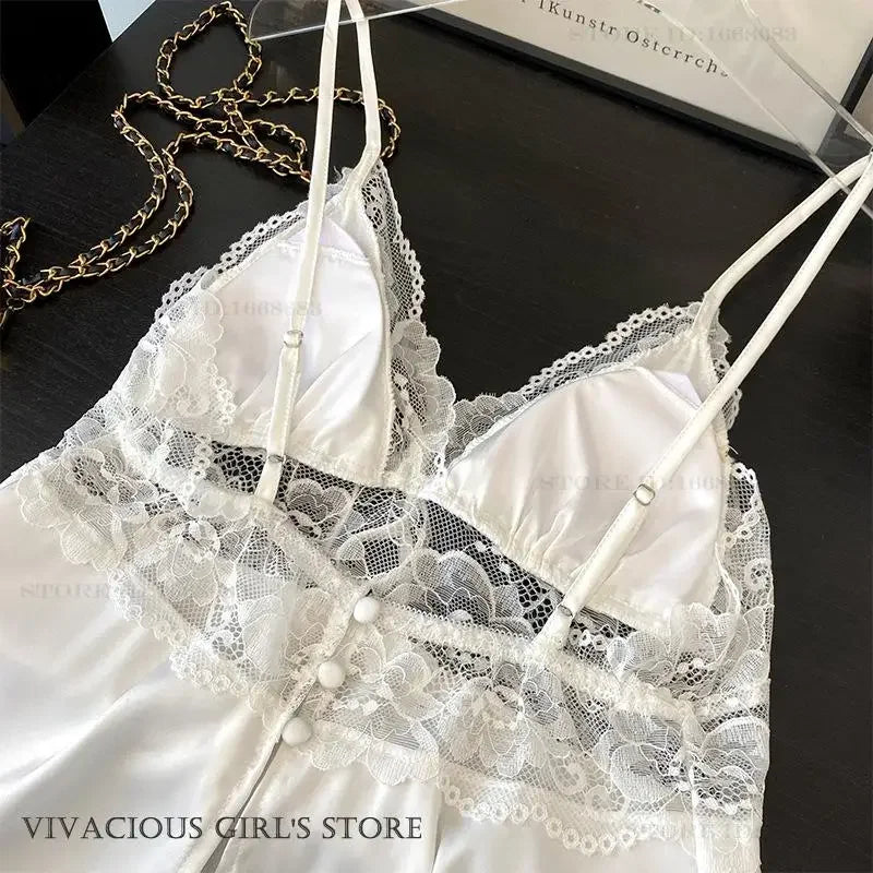Sexy Intimate Lingerie Pajamas Set Hollow Out Lace Cami Shorts Pijamas Suit Spring Summer New Sleepwear Home Clothes Loungewear