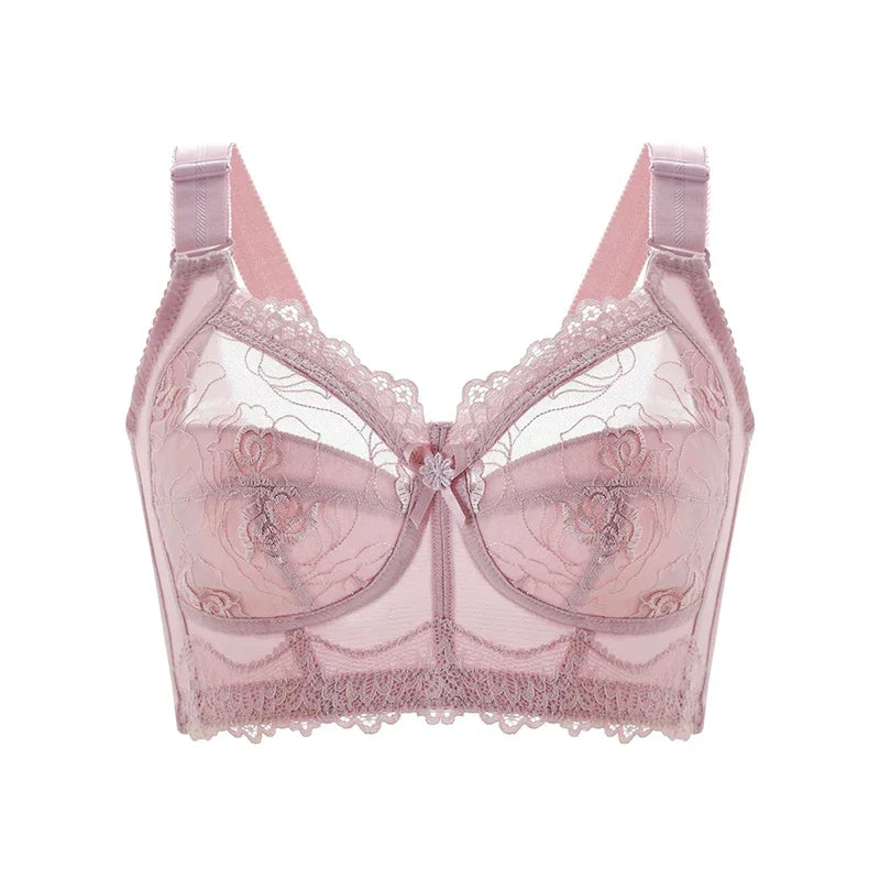 Embroidery Lace Wireless Bras for Women Sexy Lingeire Minimizer Ultra Thin Romantic Ladies Underwear B C D E Cup Soutien Gorge