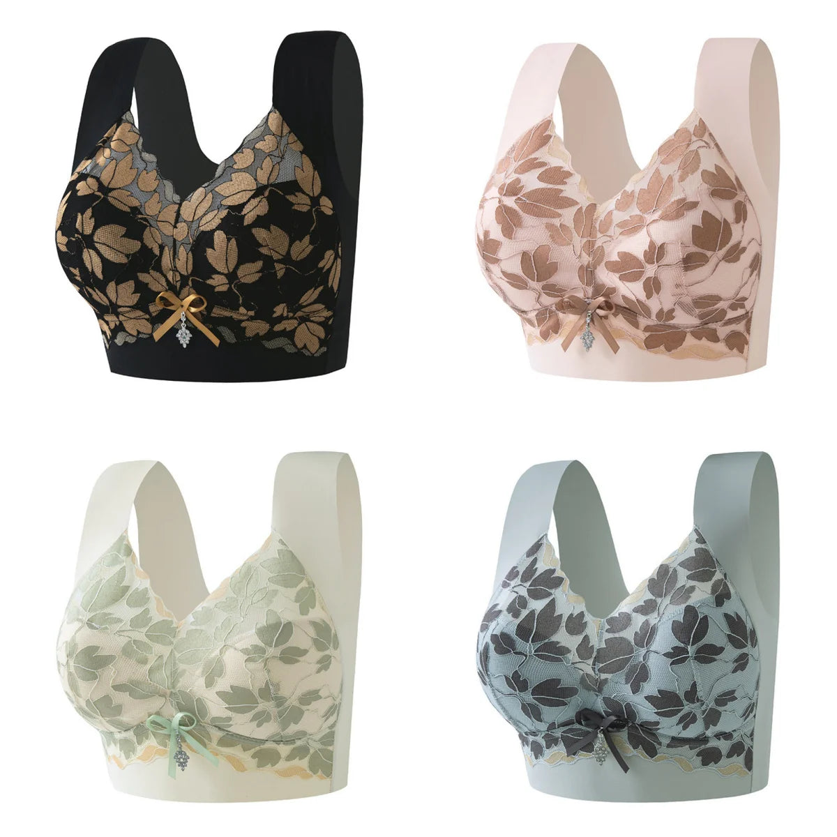 Women's Seamless Bras Lace Sexy Lingerie Bra Anti-Sagging Large Size Underwear Comfortable Breathable Non Steel Ring Vest Bra